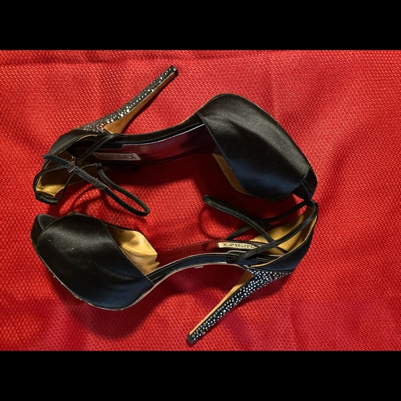Badgley Mischka Satin Strap Heels - Picture 2 of 5